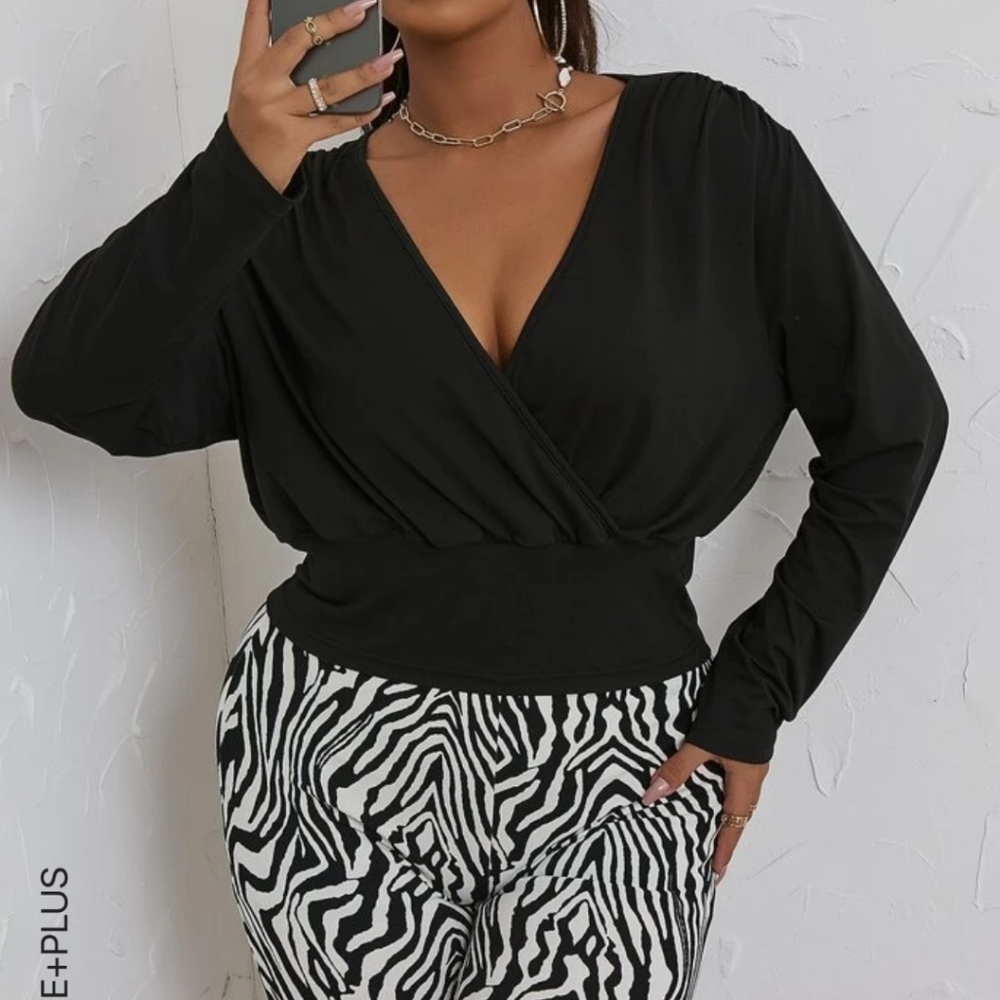 Deep V neck long sleeve